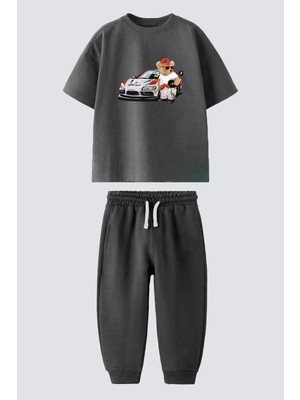 Monila Erkek Çocuk Pamuklu Araba Baskılı T-Shirt ve Eşofman 2'li Takım