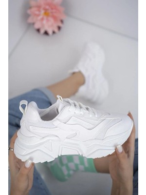 Zerenyus NOVA Premium Yüksek Taban Rahat Beyaz Kadın Sneaker