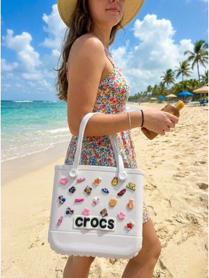 Larimar Crocs Stil Jibbitzli Kadın Plaj Çantası