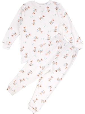 by BebekOdam Unisex Ekru Ördek Baskılı Pijama Takımı - 1016596