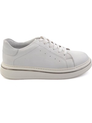 Bambi Beyaz Hakiki Deri Erkek Sneaker E01089006541