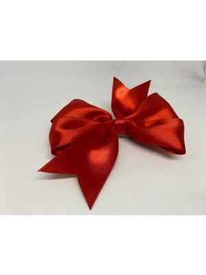 Kirpi Toka El Yapımı Kırmzı Saten Bayramlık Kız Çocuk Saç Tokası Çift