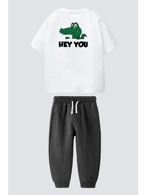 Monila Erkek Çocuk Pamuklu Timsah Baskılı T-Shirt ve Eşofman 2'li Takım