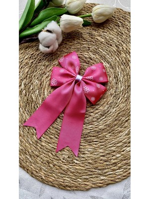 Kirpi Toka Fuşya Çiçekli Kuyruklu Kız Çocuk Saç Tokası 12CM x 15 cm