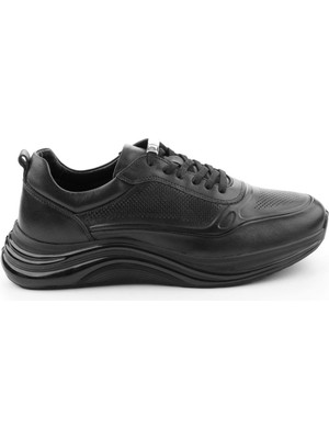 Bambi Siyah Hakiki Deri Erkek Sneaker E01018250503
