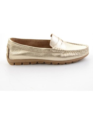 Bambi Gold Hakiki Deri Kadın Loafer Ayakkabı K01680000103