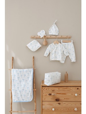 Tuğba Kuğu Organik Hastane Çıkışı - Pureline Series - Blue Dainty Bow