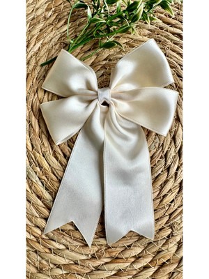 Kirpi Toka Ekru Renkli Düz Saten Kız Çocuk Saç Tokası