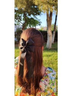 Kirpi Toka Siyah Fiyonk Toka, Uzun Kuyruklu Grogren Klipsli Kız Çocuk Saç Tokası.