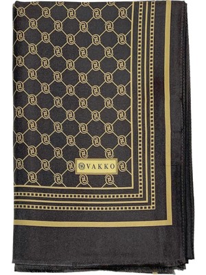 Vakko Twill Ipek Şal - Özel Seri - Kahve Gold
