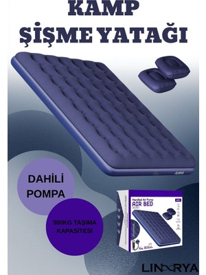 Linarya Afb1 Çift Kişilik Şişme Yatak -2 Adet Yastık ve El Pompası Hediye 203CMX152CMX22CM