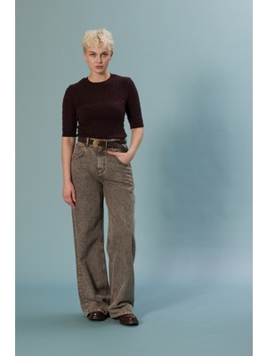 Nisan Triko Saç Örgülü Triko Kazak