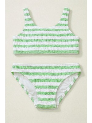 Kız Çocuk Sea La Vie Şeritli Bikini Takımı Yeşil
