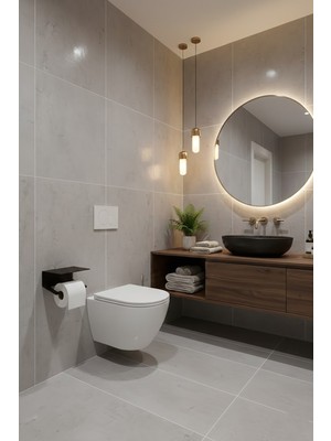 Novacraft Metal Tuvalet Kağıdı Askısı , Raflı Wc Askısı , 2mm Lazer Kesim Siyah Statik Toz Boyalı Organizer