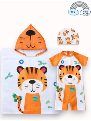 My Kids Wear Erkek Çocuk Deniz Kombini 3’lü Set – Mayo, Havlu ve Bone 12607