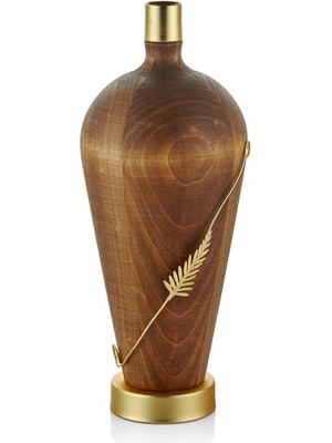 Seta Tel Yapraklı Ahşap Uzun Tombul Vazo 16*16*36 cm
