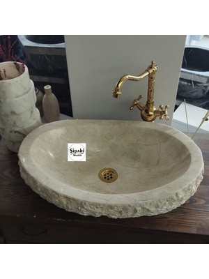 Bej Mermer Dışı Natural Oval Lavabo