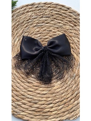 Kirpi Toka Siyah El Yapımı Tül Saçaklı Kadın/kız Çocuk Saç Tokası