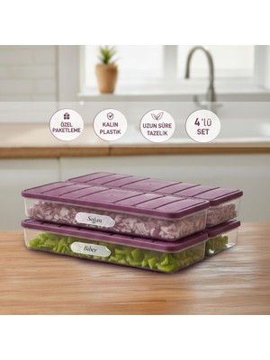 Selka Home 4 Adet 1 Lt. Nora Organizer Buzdolabı Buzluk Düzenleyici Saklama Kabı