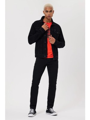 Lee Cooper Jeff Erkek Skınny Süper Dar Kesim Normal Bel Dar Paça Jean Pantolon Siyah