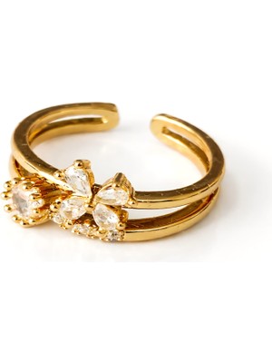 Formzen 316L Paslanmaz Çelik Zarif Işıltı Zirkon Taşlı Ayarlanabilir Yüzük – Modern & Şık Tasarım