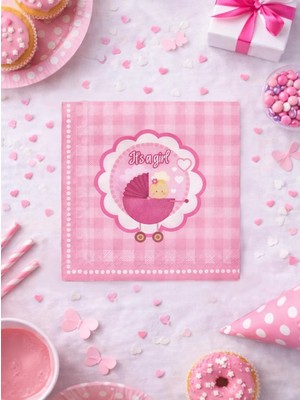 Parti Adresi Kız Bebek Baby Shower Konsept Kağıt Peçete 20'li