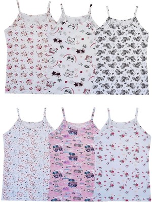 Tutku Kız Çocuk Ip Askılı Işlemeli Atlet 6'lı Paket