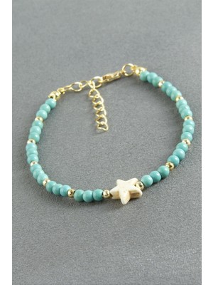 Zero Land Xmpdby Deniz Yıldızı Turkuaz Boncuk Bileklik - Turkuaz