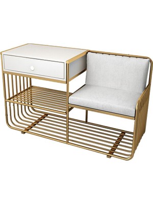 Hitit Dekorasyon Loren Gold Metal Benç Ayakkabılık Modern Tasarım ve Dayanıklı Malzeme ile