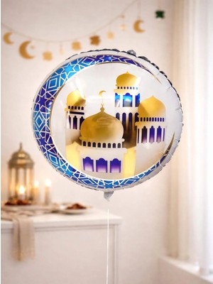 Parti Adresi Ramazan Temalı Kubbe Figürlü Yuvarlak Folyo Balon 45 cm