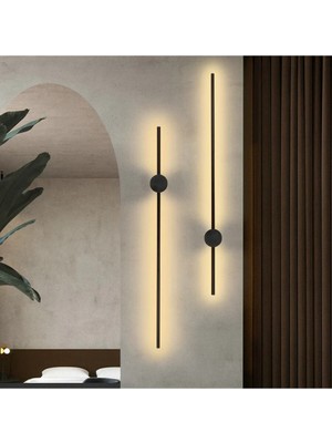Modern Dekoratif LED Duvar Aplik Uzun Çubuk LED Tekli 80 cm Gün Işığı Eskitme-Gold-Krom-Siyah