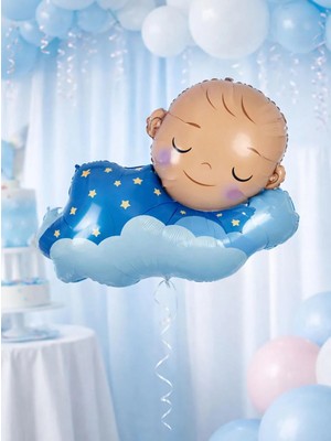 Parti Adresi Uyuyan Erkek Bebek Folyo Balon – Cinsiyet Partisi & Baby Shower Süsü 98 cm