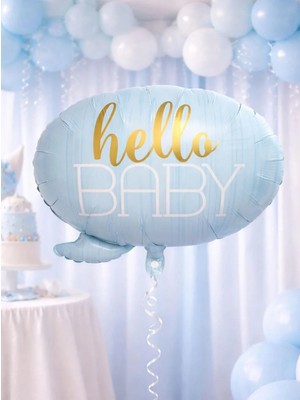 Parti Adresi Hello Baby Folyo Balon – Baby Shower Süsü Mavi 60 cm