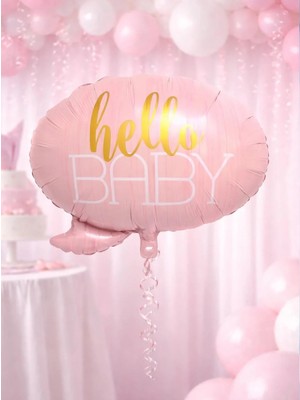Parti Adresi Hello Baby Folyo Balon – Baby Shower Süsü Pembe 60 cm