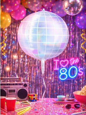 Parti Adresi Hologram Efektli Disko Topu Folyo Balon – Bekarlığa Veda & Doğum Günü 55 cm