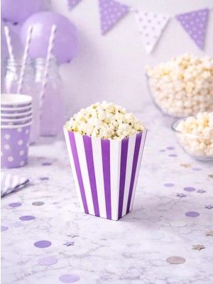 Parti Adresi Mısır Kutusu Küçük Çizgili Mor 8'Li