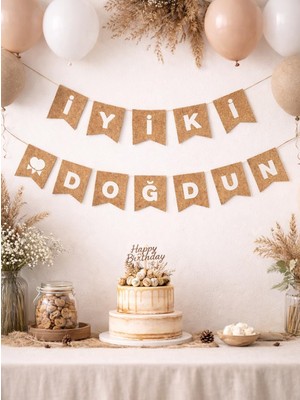 Parti Adresi Iyi Ki Doğdun Yazı Doğum Günü Banner Parti Süsü Kraft Beyaz