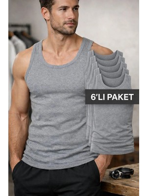 Mostess Gri Erkek Atlet 6 Paket Pamuk Üretim