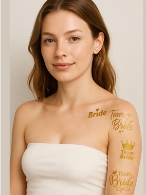 Parti Adresi Bekarlığa Veda Partisi Karışık Dövme Seti Bride Team Bride Dövme Altın 12'li