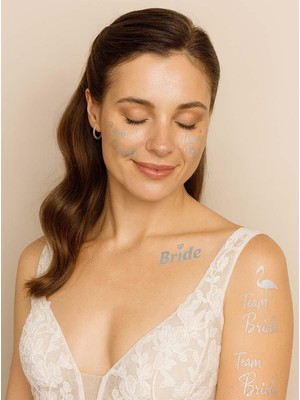 Parti Adresi Bekarlığa Veda Partisi Karışık Dövme Seti Bride Team Bride Dövme Gümüş 12'li