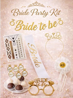 Parti Adresi Bride To Be Parti Seti Bekarlığa Veda Partisi Set Pembe Altın Detaylı