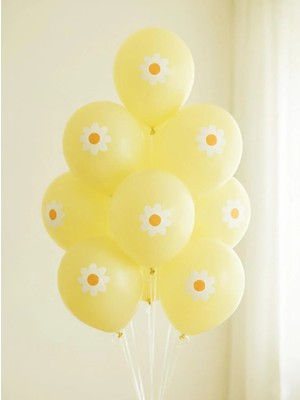 Papatya Temalı Makaron Sarı Balon Seti Doğum Günü Balon Seti