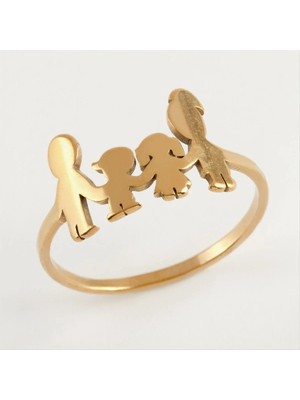 Renklime Aile Lüks Çelik Yüzük