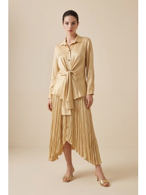 Setre Amber Bağlama Detaylı Uzun Kollu Gömlek