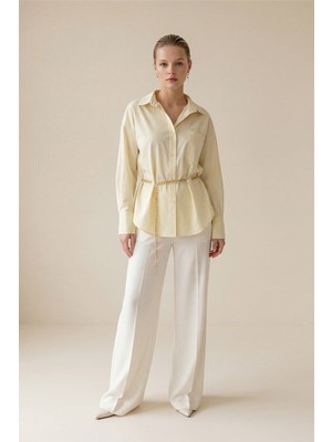 Setre Amber Belden Zincir Detaylı Uzun Kollu Gömlek