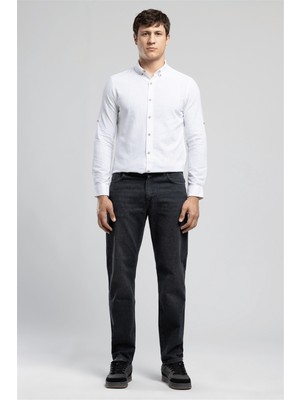 Lee Cooper Ricky Erkek High Rise Straight %100 Pamuk Jean Pantolon Antrasit