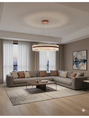 Light House 2 Daireli Akrilik Modern Sarkıt Salon Avizesi