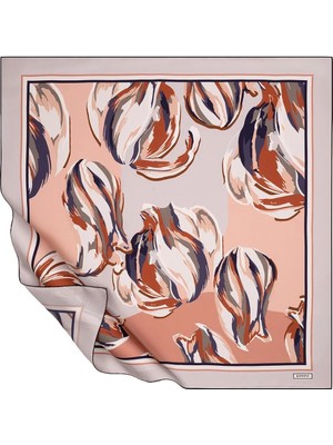 İpekevi Ipekevi Twill Ipek Eşarp - Bahar Düşleri Desenli - Bakır Gri