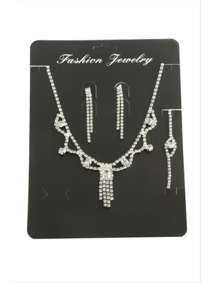 Zero Land Xmpdby Kare Taşlı Set Kolye - Gümüş Rengi