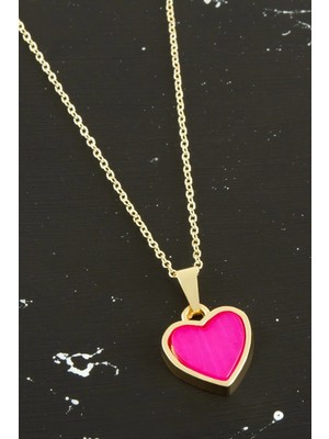 Renklime Kalp Polyester Kolye